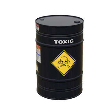 isolated toxic chemical barrel on white background