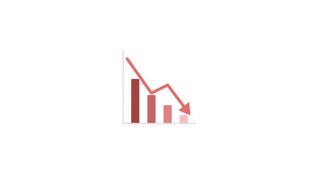 Downward Trending Red Arrow and Bar Chart Analytics Animation