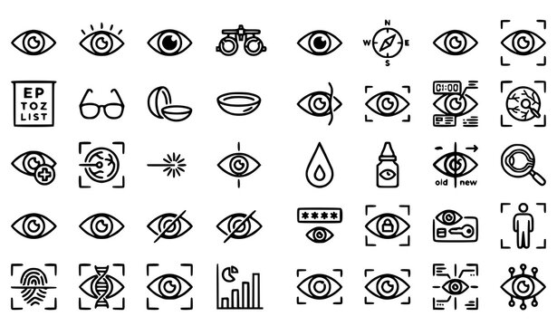 Eye care and vision icons