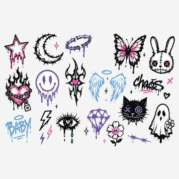 Cute Grunge Tattoo Flash Bundle