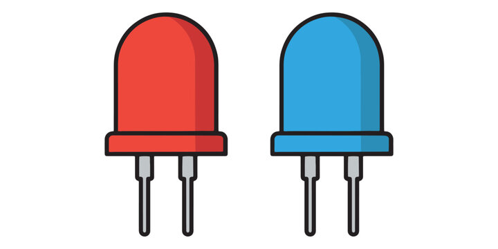 Red and blue light emitting diodes or led electronic components