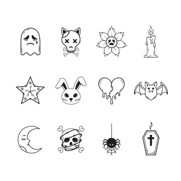 Playful Gothic Tattoo Icon Bundle