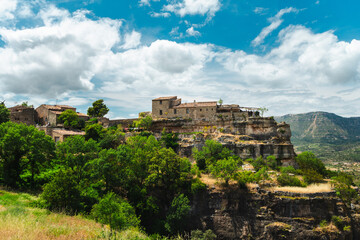 Fototapeta premium Stone houses of Siurana village perched on dramatic cliff edge in Catalonia, Spain