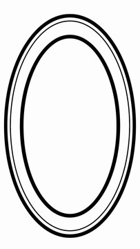 Minimalist Black and White Oval Frame with Multiple Outlines, Decorative Border Design Element