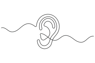 Obraz premium Ear One Line Art Continuous Line Drawing Minimal Outline Vecto