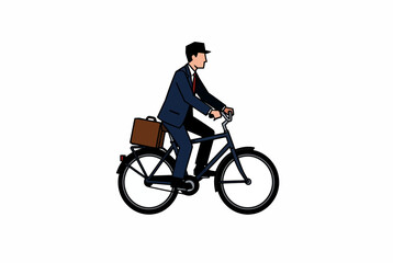 Fototapeta premium Businessman Riding Bicycle with Briefcase.