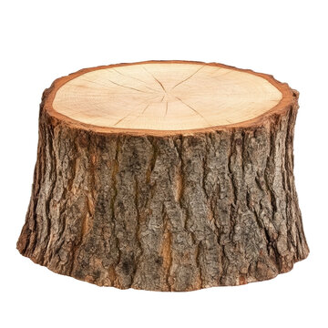 Detailed Brown Tree Trunk Isolated On Transparent Background Showing Detailed Wood Texture and Natural Growth Rings