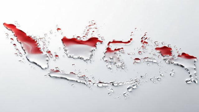 Map of Indonesia Made of Water Splashes with Red and White Flag Colors