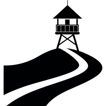 watchtower silhouette icon vector illustration  