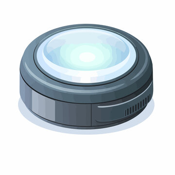 Illustrating a High-Tech Circular Lens Device with Glow in a Digital Context from a Front View