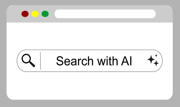 User interface design showing search with AI button with sparkles inside