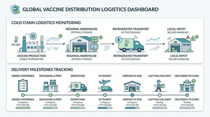 Obraz premium Vaccine distribution logistics dashboard with cold chain monitoring