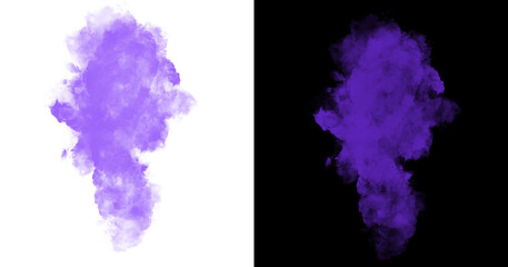 Light Purple Lavender Smoke Cloud Isolated on White and Black Background, Holi Festival Color Powder Burst Effect © Mas