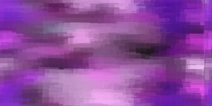 Purple mutted glass pixel seamless bg. Abstract blurred low poly widescreen molted background. Vector poster or wallpaper