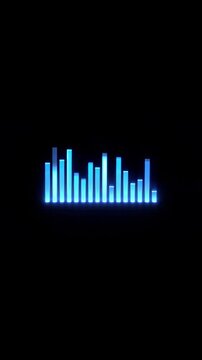 Colorful sound waves moving on an empty black background, vertical video featuring dynamic audio visualization, glowing frequencies, music energy and futuristic motion graphics