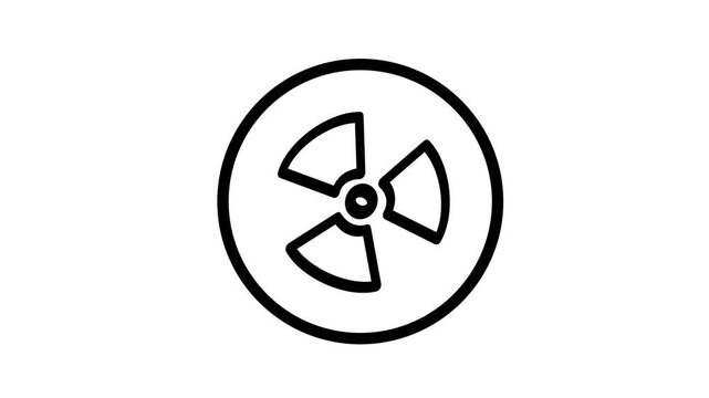 Animated Black And White Radiation Hazard Symbol Line Icon