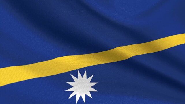 Seamless 3D video of the Nauru flag fluttering in the wind looping