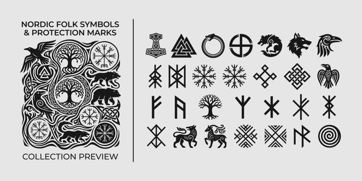 Nordic Folk Symbols and Runic Marks