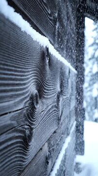 Wood grain texture on rustic log cabin.