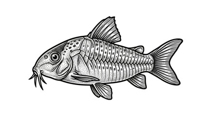Fototapeta premium Detailed illustration of a single fish.