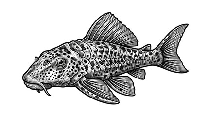 Fototapeta premium Detailed illustration of a spotted fish.