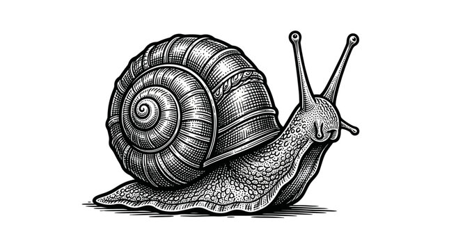 Detailed illustration of a snail.