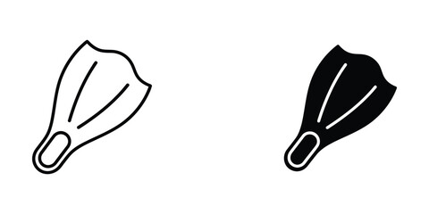 Set of swim fins icons in outline and solid style for water sports and snorkeling design © MSTRahima