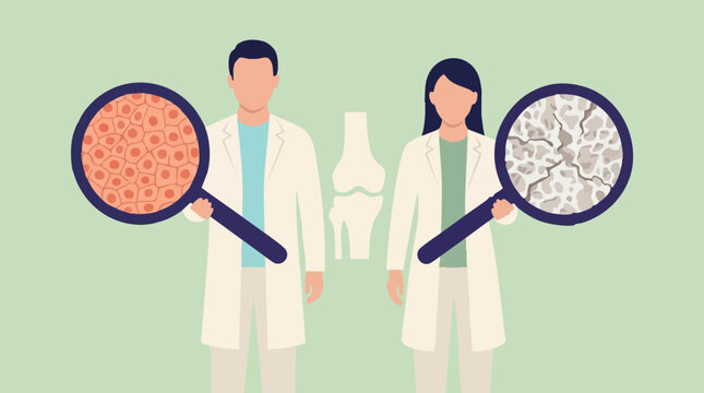 Medical professionals studying bone health and degenerative joint disease
