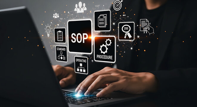 SOP standard operating procedure business management system quality control laptop