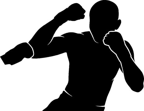 Silhouette of a boxer in fighting stance.