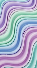 Vibrant pastel wavy lines in purple, green, and blue hues create a mesmerizing pattern