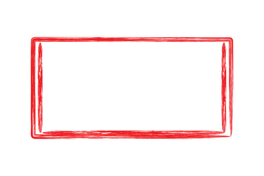 Red grunge rectangular frame icon with rough hand drawn brush strokes