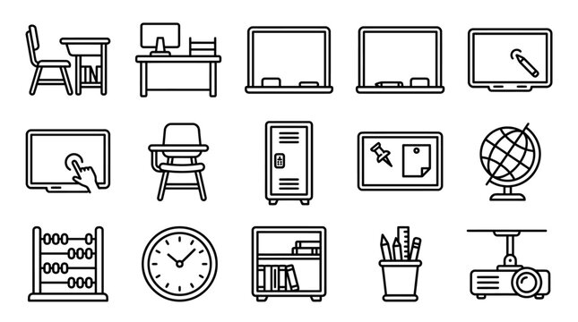 Set of school and education doodle icons.