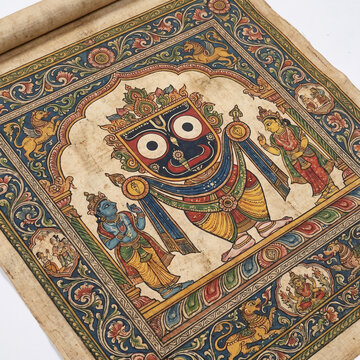 Traditional Odisha Pattachitra Painting of Lord Jagannath on Palm Leaf
