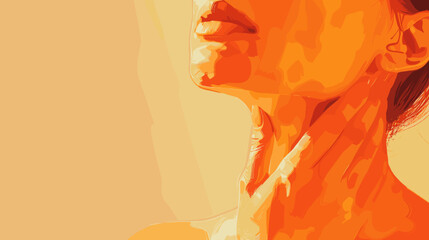 Close Up Profile Portrait Of A Woman With Orange Hues And A Light Background © AI PIC
