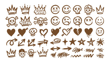 Graffiti Element Collection: Crowns, Skulls, and Icons Vector © Stock Master 