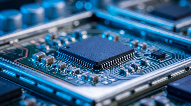 Close up of a central processing unit on a circuit board