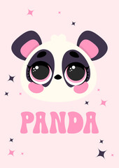 Fototapeta premium Cute baby panda poster template