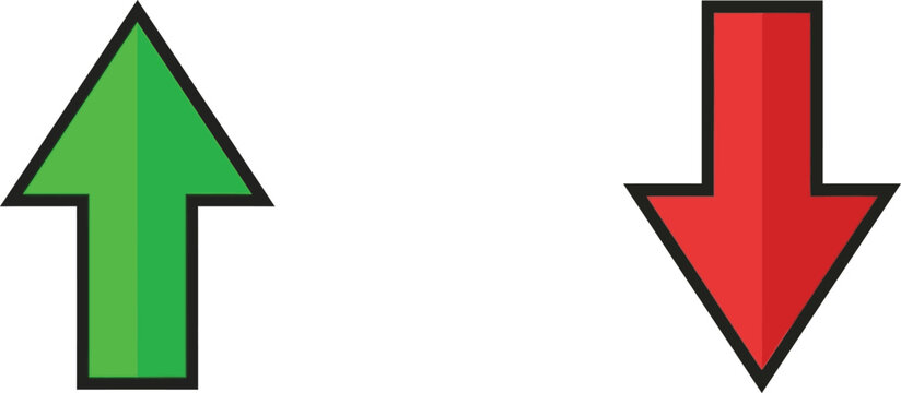 Green arrow pointing up and red arrow pointing down icons