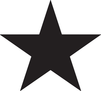 Large solid black five-pointed star with sharp edges, representing achievement, ranking, or decorative on a white also transparent background