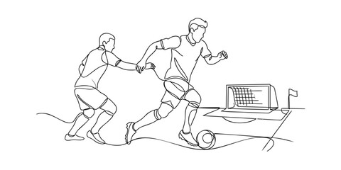 Football players competition line art sports vector illustration © Tamanna