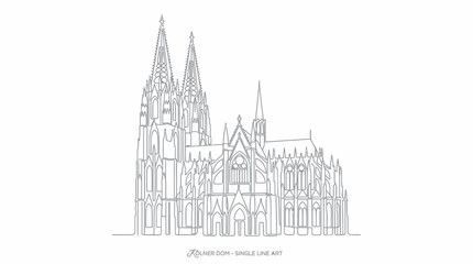 Fototapeta premium Illustration of a large Gothic cathedral with tall spires and intricate architecture in the city.