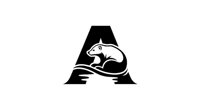 Black and white squirrel logo inside letter A.