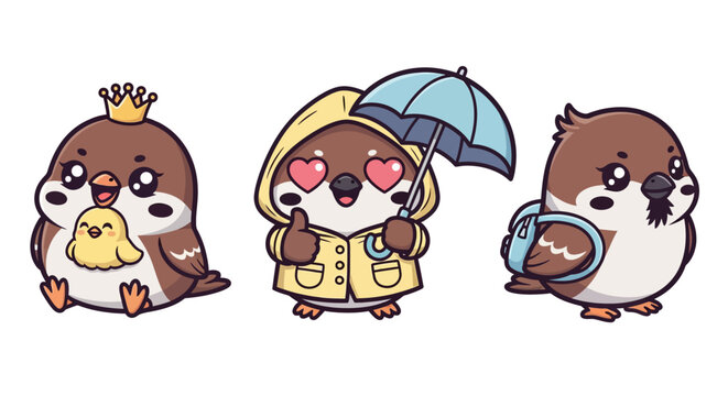 Cute Cartoon Owls in Various Adorable Costumes and Poses.