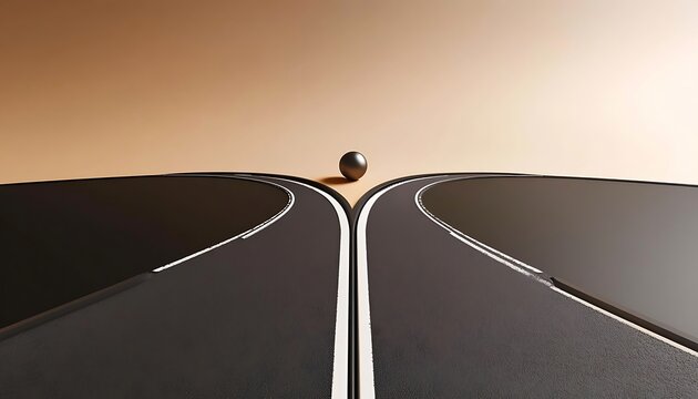 Two roads diverge split splitting fork in road abstract concept of choice decision crossroads.