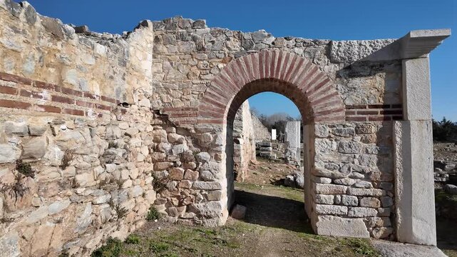 Ancient Ruins at archaeological area of Philippi, Eastern Macedonia and Thrace, Greece