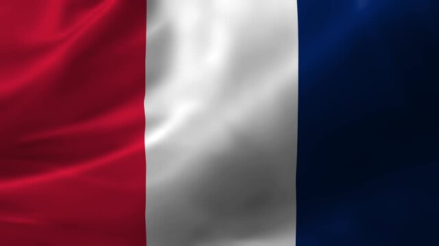 France flag waving in the wind close up 