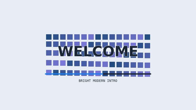 Bright welcome tile assembly animation with modern clean typography