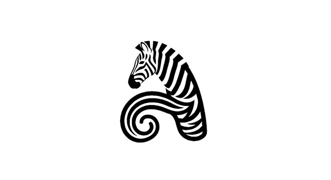 Abstract Zebra Head with Curved Neck Design.