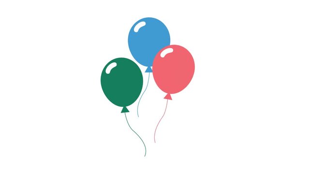 Colorful Party Balloons Illustration Featuring Three Floating Decorative Elements for Festive Celebration Designs